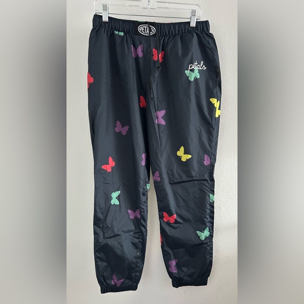 Petals Black Butterfly-Print Jogger Sweatpants Size Medium
